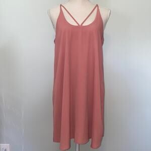 Mauve Blue Pair polyester swing dress w/ rayon lining with super cute straps  M